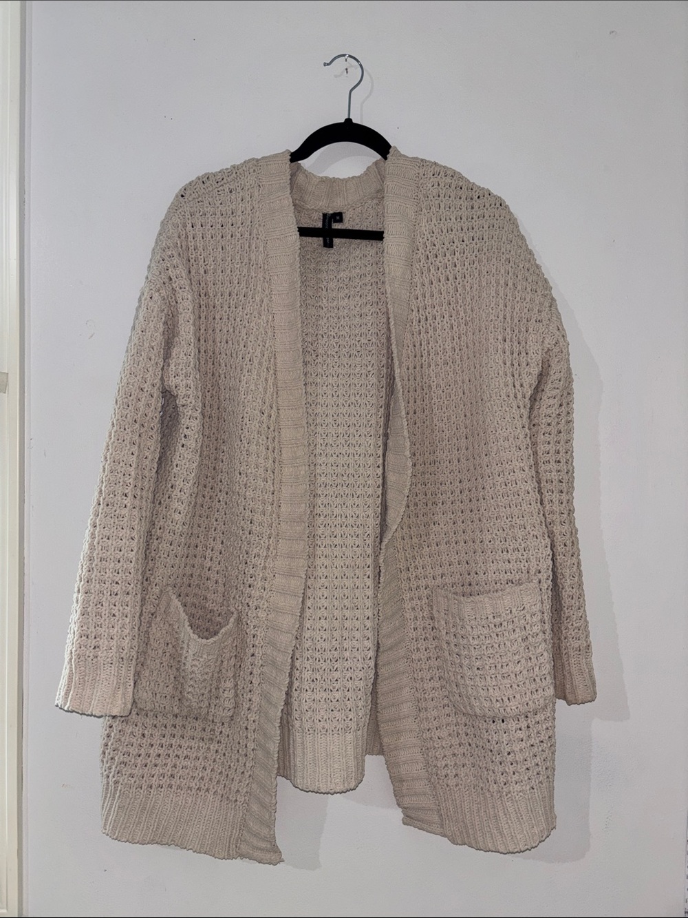 Cozy Open-Front Chunky Knit Cardigan - Cream